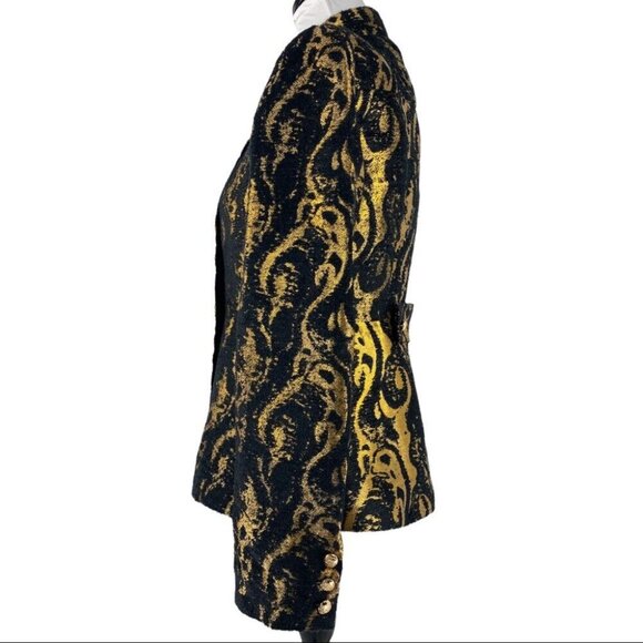 Ark & Co. Women's NWT Black Gold Formal Metallic Silk Wool Luxury Jacket M/C38 - Picture 6 of 10